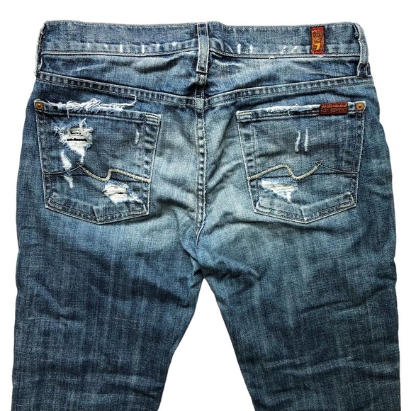 7FAM Crop Straight Leg Distressed Size 28 Capri Summer Jeans - Picture 8 of 13